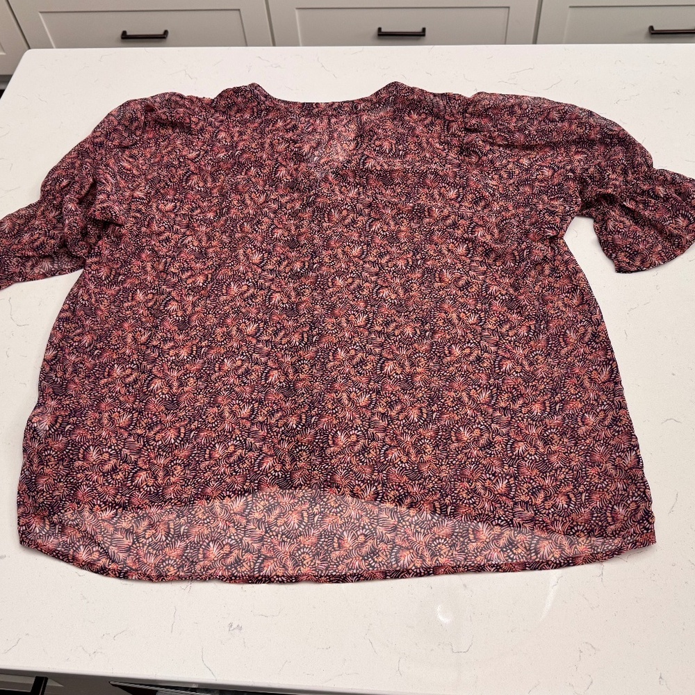 Woman's Dear John Sheer Multi-Colored Blouse Large